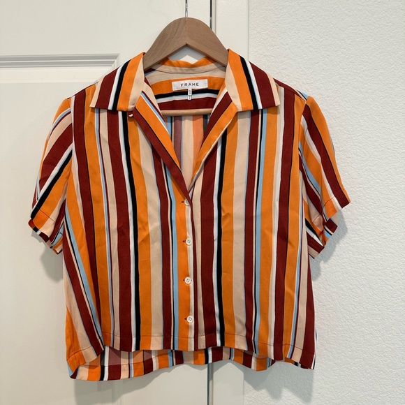 FRAME mini stripped short sleeve button up - Picture 2 of 4